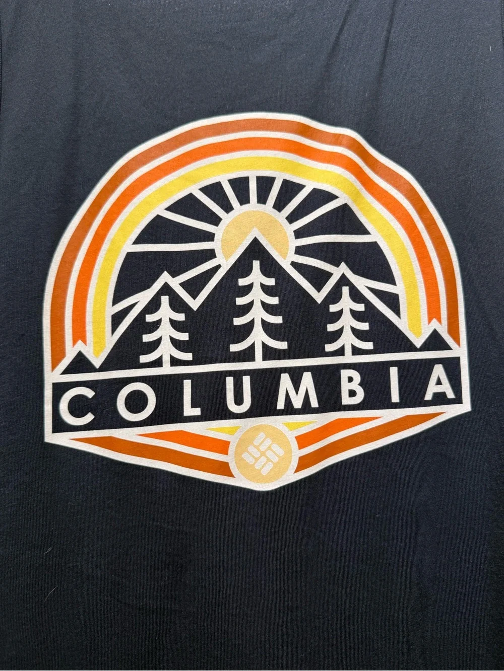 Women’s Columbia Navy Tank with Orange and Yellow Mountain Graphic - Picture 3 of 4
